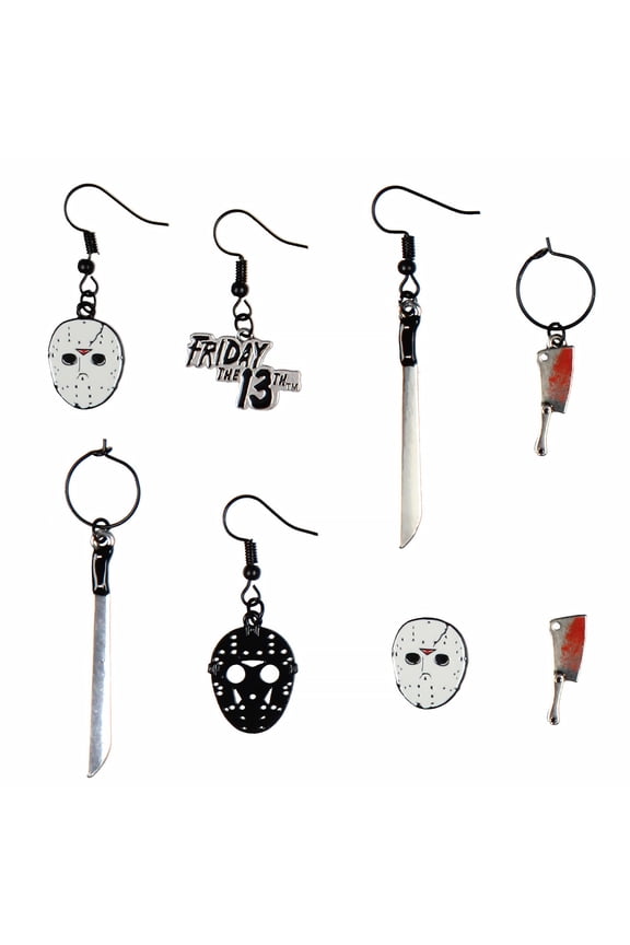 Friday The 13th Costume Jewelry Stud Dangle Closed Back Earrings Set 4 Pack