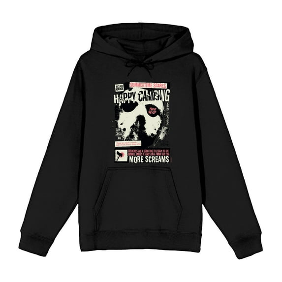 Friday The 13th Happy Camping Adult Black Long Sleeve Hoodie-XL