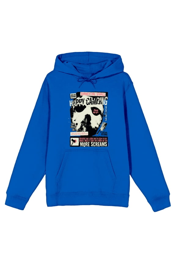 Friday The 13th Happy Camping Adult Blue Long Sleeve Hoodie-Large