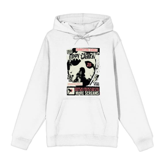 Friday The 13th Happy Camping Adult White Long Sleeve Hoodie-XL