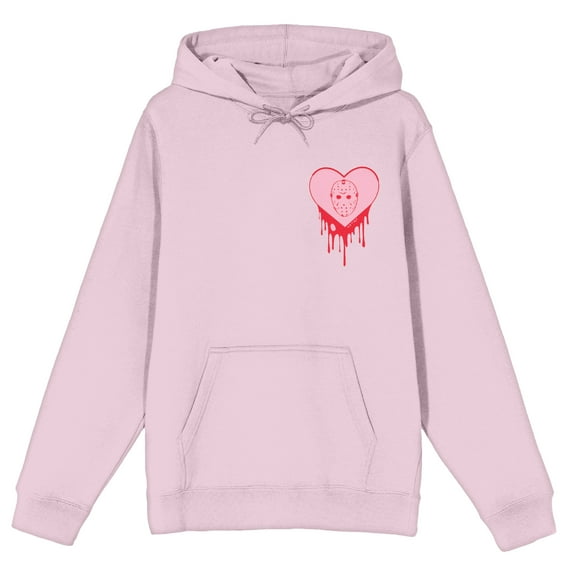 Friday The 13th Happy Camping Poster Art Long Sleeve Cradle Pink Adult Hooded Sweatshirt-Small