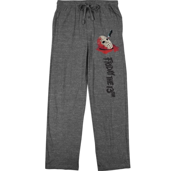 Friday The 13th Hockey Mask Men's Athletic Heather Sleep Pajama Pants-Small