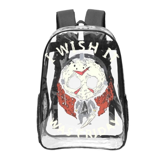 Friday The 13th I Wish It Was Friday Transparent Backpack Fashion Travel Backpack Laptop Backpack 16ch