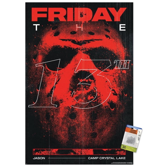 Friday The 13th - Jason Camp Crystal Lake Wall Poster with Push Pins, 22.375" x 34"