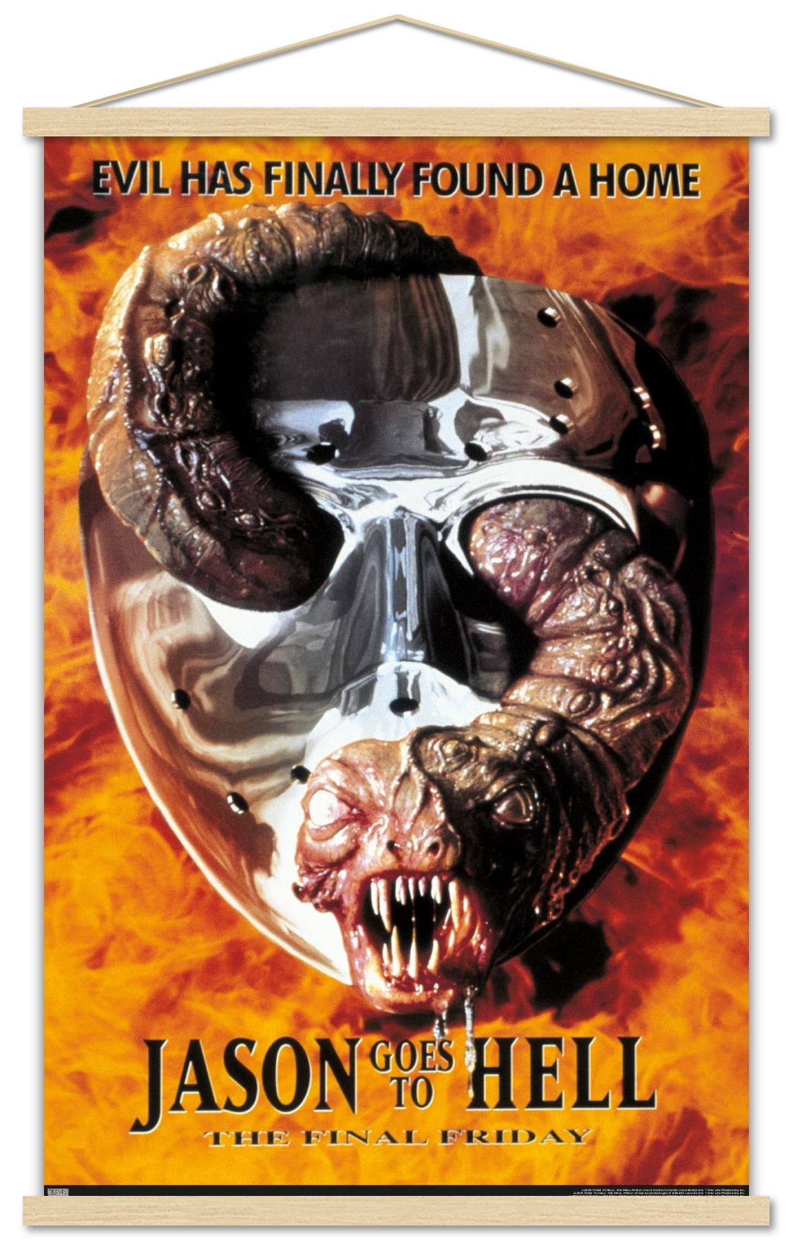 Friday The 13th: Jason Goes To Hell - One Sheet Wall Poster with Wooden Magnetic Frame, 22.375" x 34"