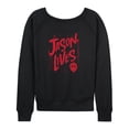 thumbnail image 1 of Friday The 13th - Jason Lives Women's Lightweight French Terry Wide Neck Long Sleeve Graphic Shirt, 1 of 4