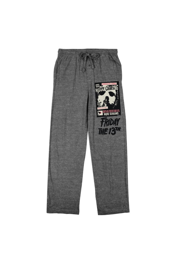 Friday The 13th Jason Mask Poster Art Men's Gray Heather Sleep Pajama Pants-XS