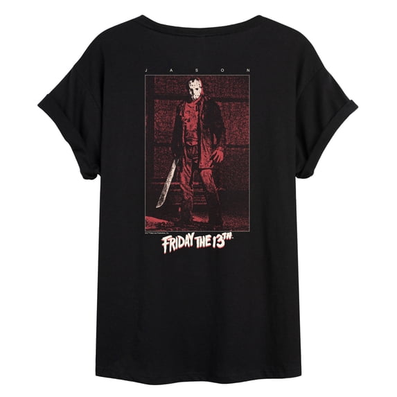 Friday The 13th - Jason Red - Juniors Oversized Graphic T-Shirt
