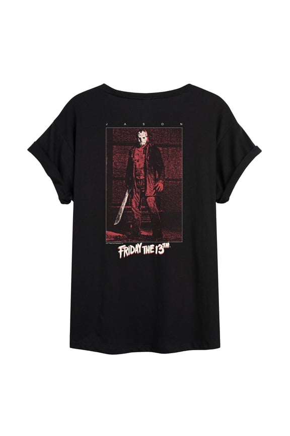 - Jason Red - Juniors Oversized Graphic T-Shirt