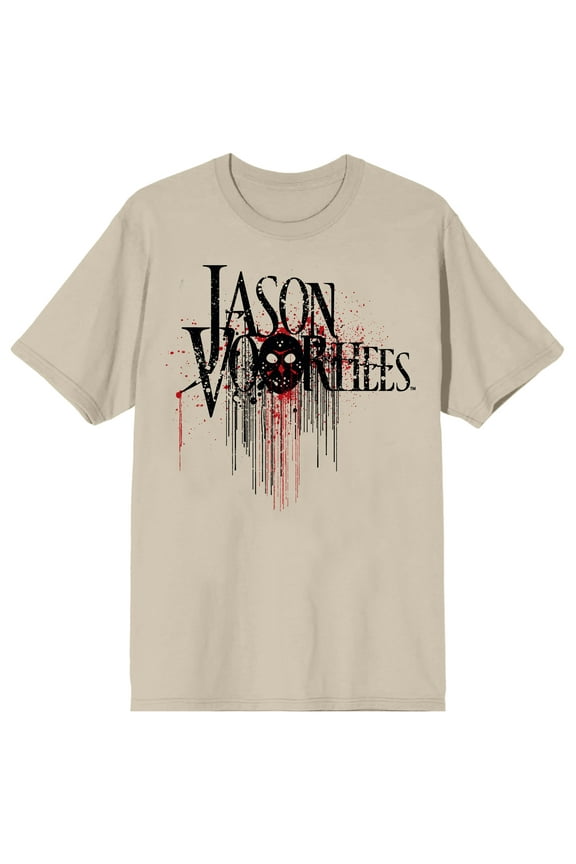 Friday The 13th Jason Voorhees Chest Print Crew Neck Short Sleeve Pelican Men's T-shirt-3XL