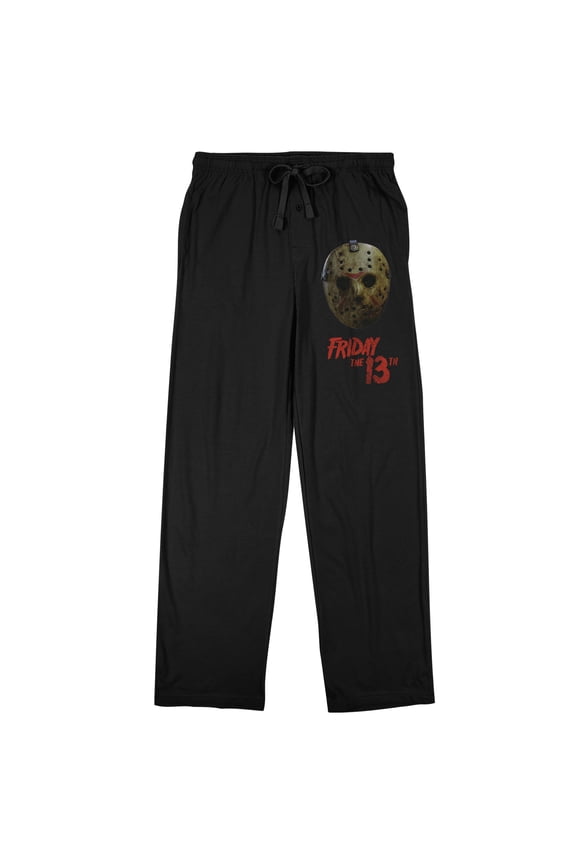 Friday The 13th Jason Voorhees Hockey Mask Men's Black Sleep Pajama Pants-X-Large