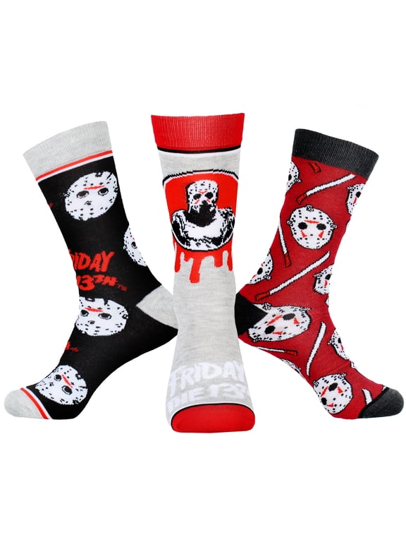 Jason Voorhees Socks Men's Horror Slasher Film 3 Pack Mid-Calf Adult Crew Socks