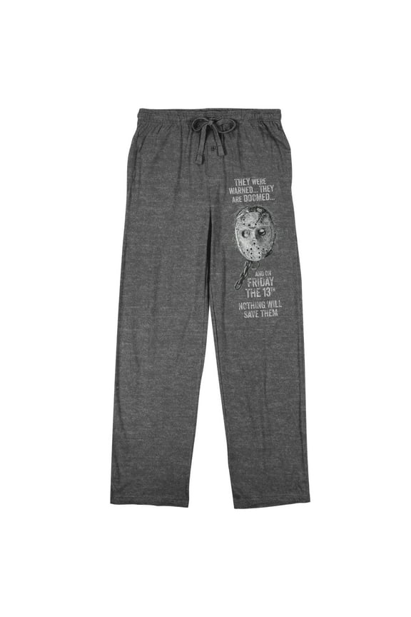 Friday The 13th Jason Voorhees' Warning Men's Graphite Heather Sleep Pajama Pants-Large