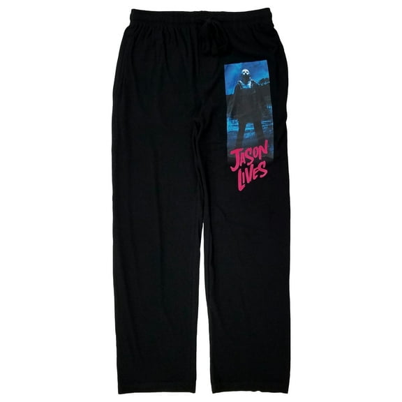 Friday The 13th Mens Black Jason Lives Lounge Pant Sleep Pants Pajama Bottoms L