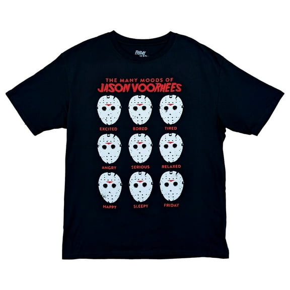 Friday The 13th Mens Black Jason Vorhees Moods Graphic Tee Halloween T-Shirt XL