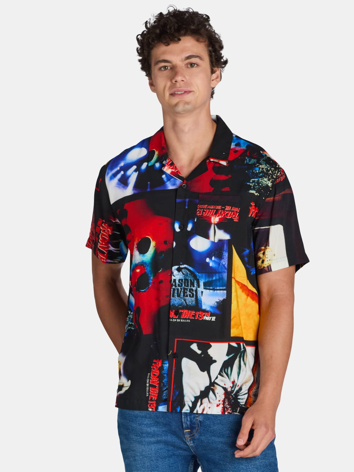 Friday The 13th Mens Graphic Print Shirt, Sizes XS-3XL Friday The 13th Mens Graphic Print Shirt, Sizes XS-3XL