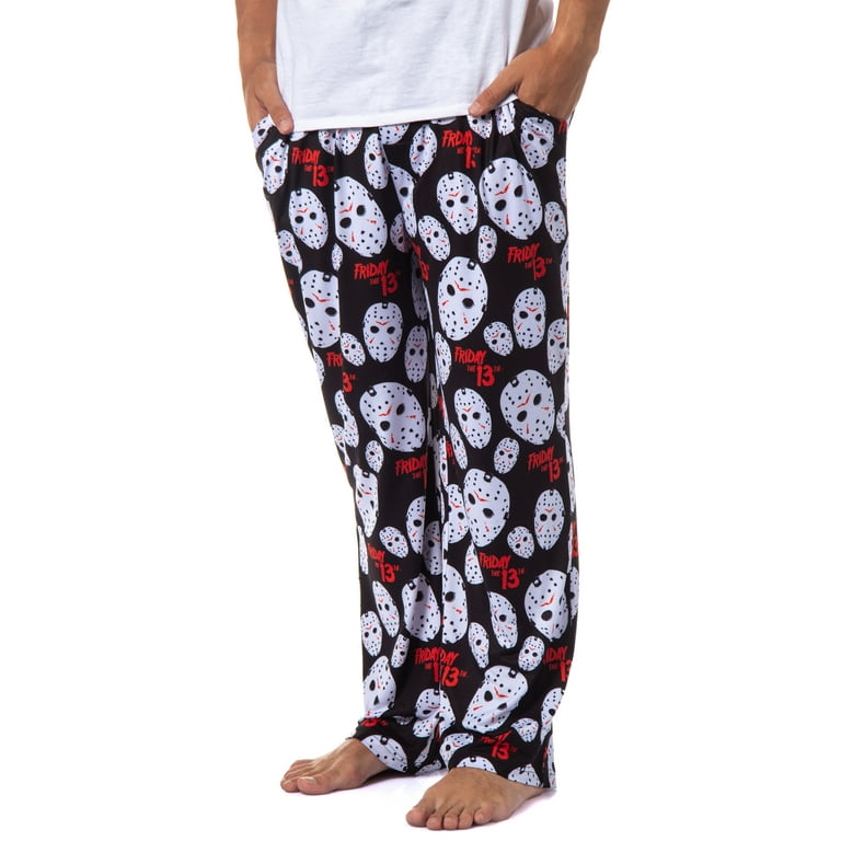 Friday The 13th Mens Jason Voorhees Mask Allover Sleep Pajama Pants
