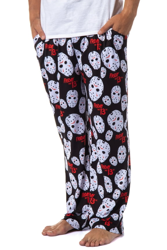 Friday The 13th Mens' Jason Voorhees Mask Horror All-Over Print Sleep Lounge Horror Movie Pajama Pants