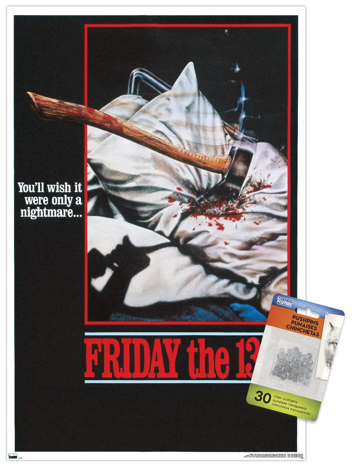 Friday The 13th - One Sheet Wall Poster with Push Pins, 14.725" x 22.375"