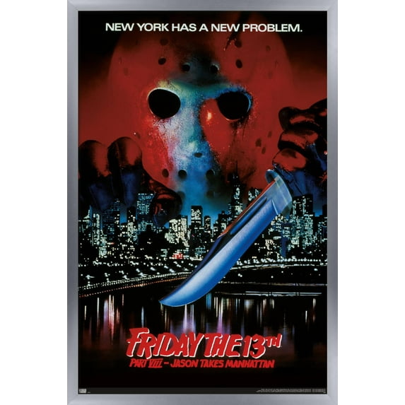 Friday The 13th Part ViII: Jason Takes Manhattan - One Sheet Wall Poster, 22.375" x 34", Framed