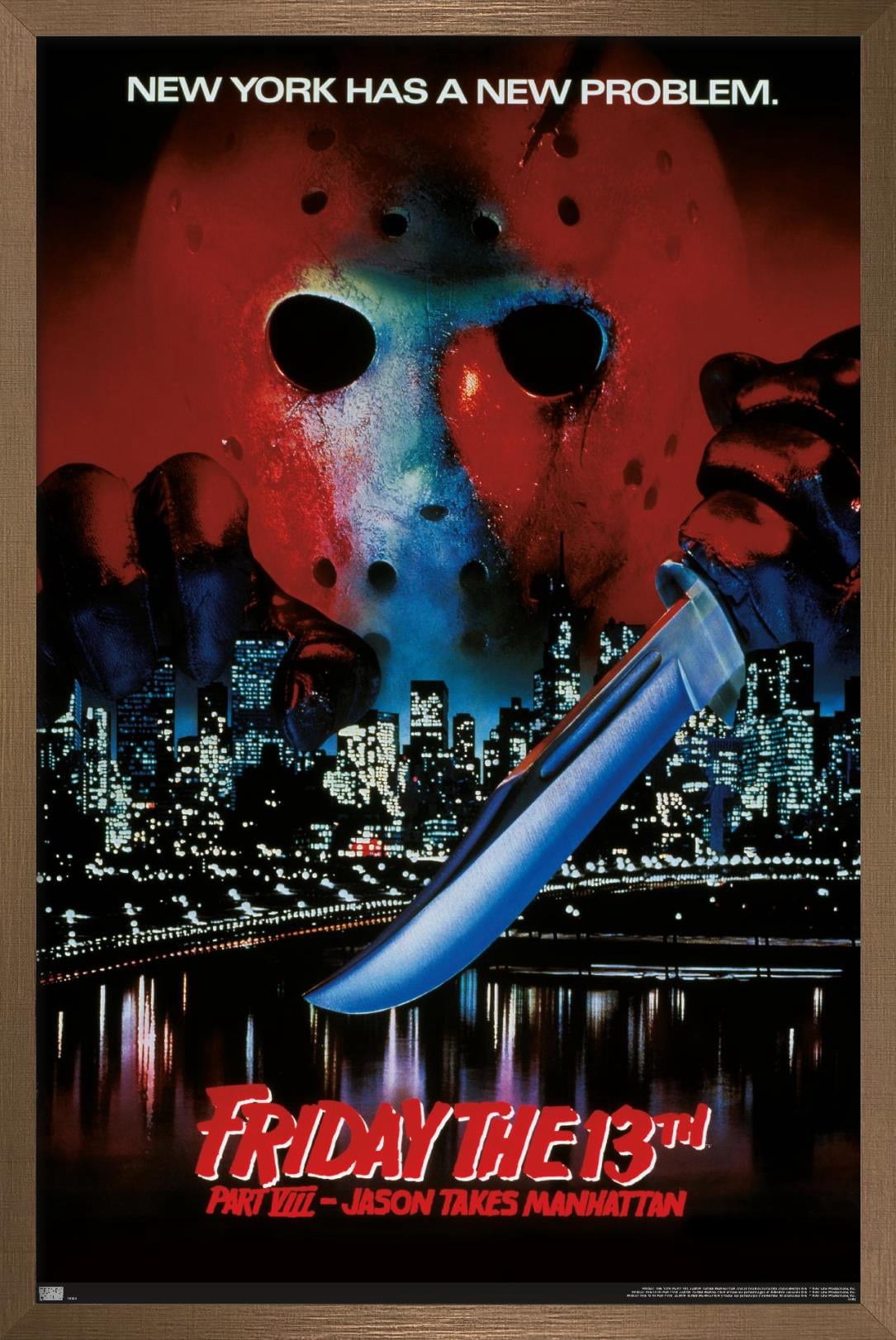 Friday The 13th Part ViII: Jason Takes Manhattan - One Sheet Wall Poster, 22.375" x 34", Framed
