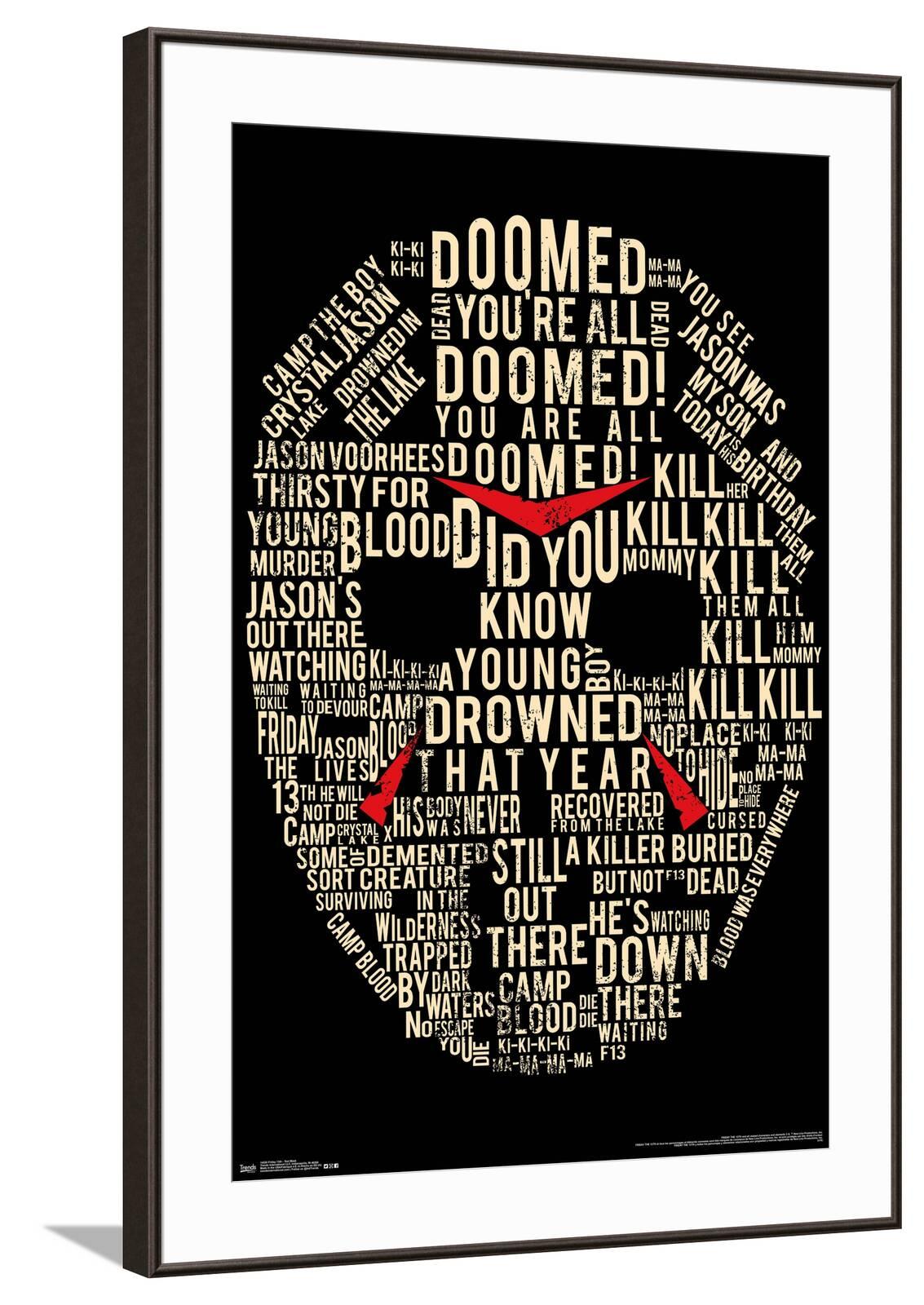 Friday The 13th - Text Mask Canvas Wall Poster, 22.375