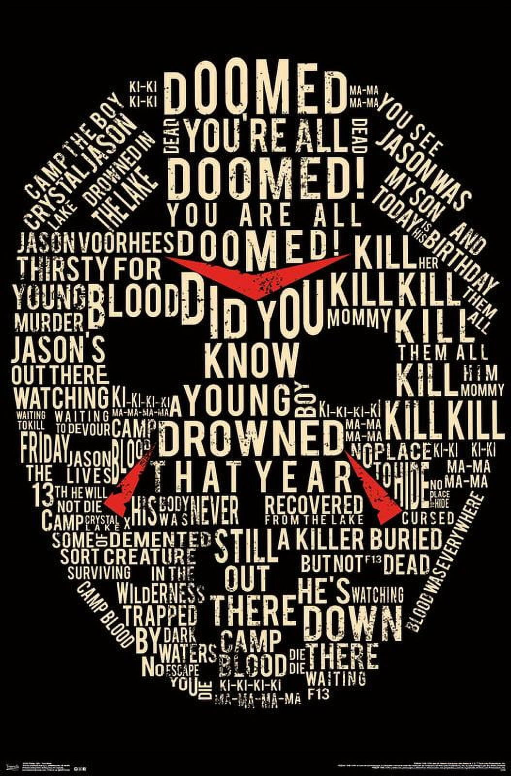 Friday The 13th - Text Mask Wall Poster, 22.375" x 34"