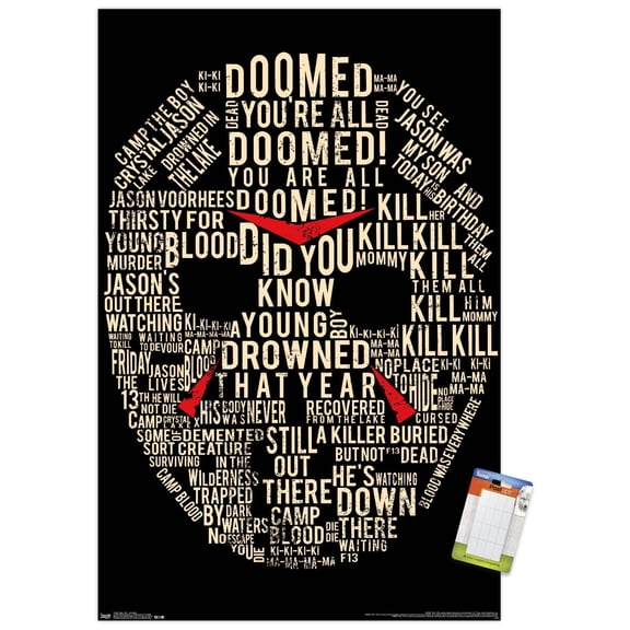 Friday The 13th - Text Mask Wall Poster, 22.375" x 34"