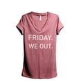 thumbnail image 1 of Friday We Out Women's Fashion Relaxed V-Neck T-Shirt Tee Heather Rouge Medium, 1 of 3