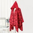 thumbnail image 1 of Friday Xysaqa Women's Cute Heart Print Hooded Cloak Blanket Open Front Poncho Cape with Hood Shawl Wrap Cardigan Sweater Gifts for Women Red, 1 of 4