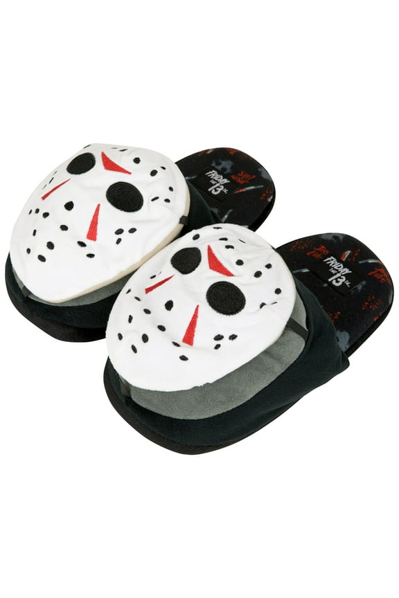 3D Jason Voorhees Mask Men's Slippers-Small/Medium