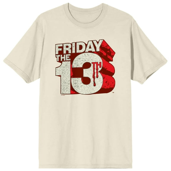 Friday the 13th 3D Title Logo Men's Natural Short Sleeve Crew Neck Tee-3XL