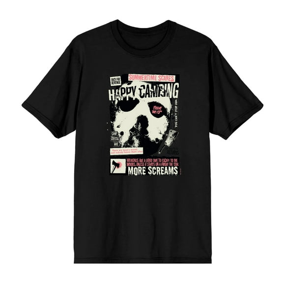 Friday the 13th Broken Mirror and Bloody Mask Men's Black Crew Neck Short Sleeve Tee-Medium