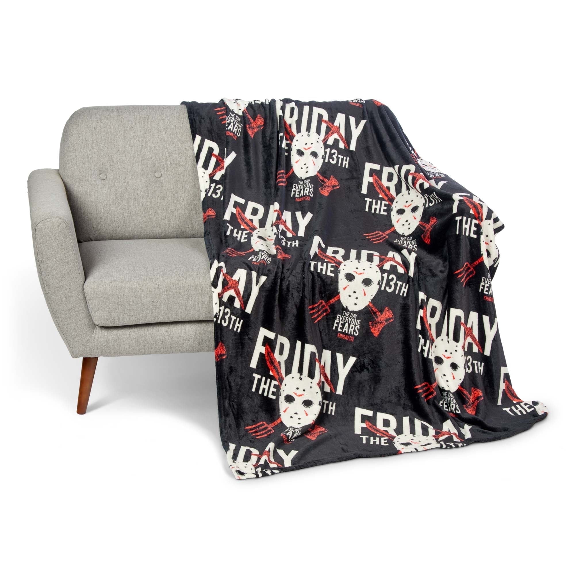 Friday the 13th Friday Fears Warner Bros Kids Silk Touch Throw Blanket, 50 x 70 inches Black