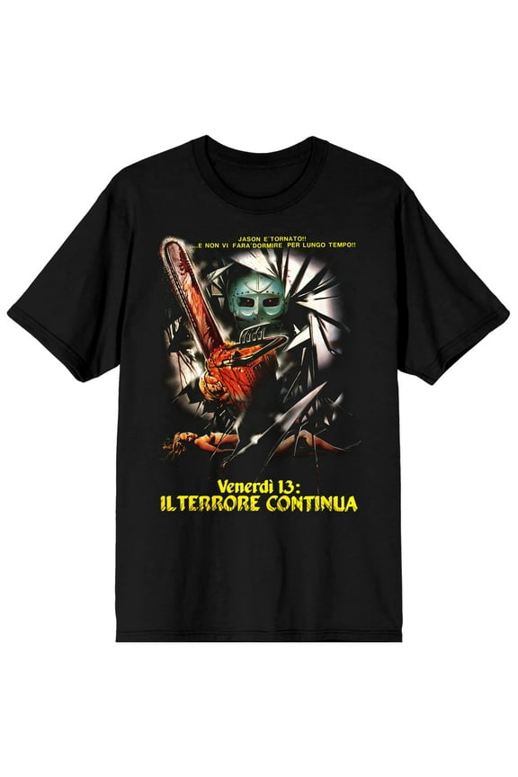Friday the 13th Italian Foreign Poster Men's Black T-Shirt-XS