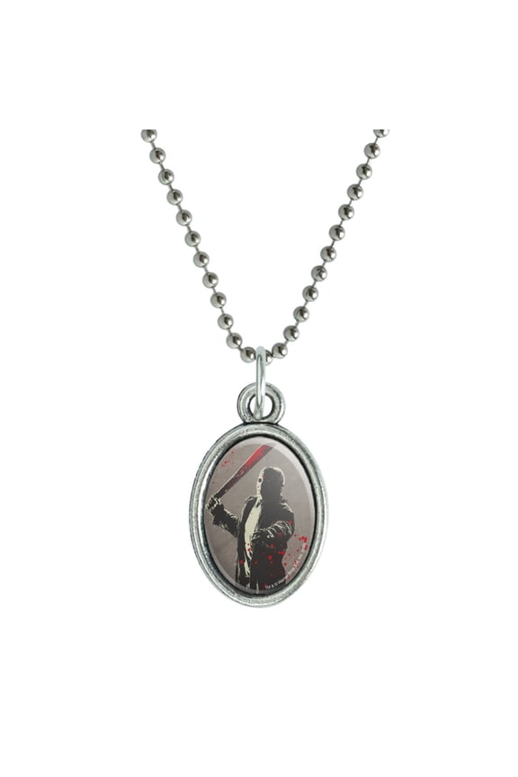Friday the 13th Jason Character Antiqued Oval Charm Pendant with Chain