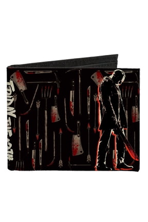 Friday the 13th Jason Machete Pose Bloody Tools Canvas Bi-Fold Wallet