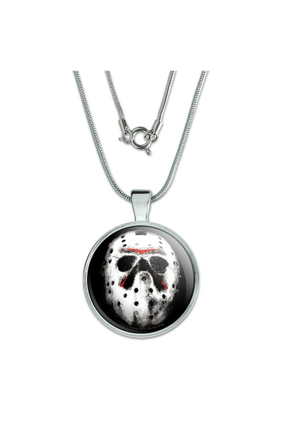 Friday the 13th Jason Mask 1" Pendant with Sterling Silver Plated Chain