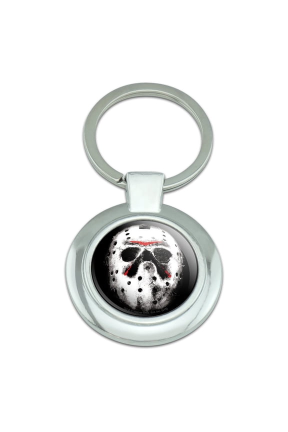 Friday the 13th Jason Mask Keychain Classy Round Chrome Plated Metal