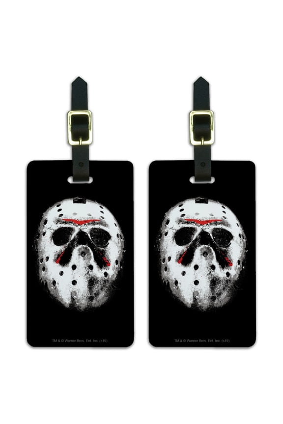 Friday the 13th Jason Mask Luggage ID Tags Suitcase Carry-On Cards - Set of 2