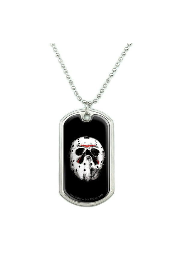Friday the 13th Jason Mask Military Dog Tag Pendant Necklace with Chain