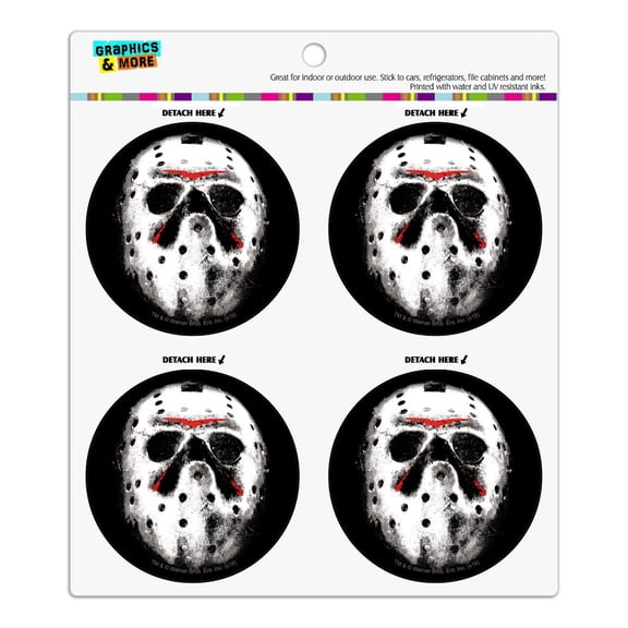 Friday the 13th Jason Mask Refrigerator Fridge Locker Vinyl Circle Magnet Set