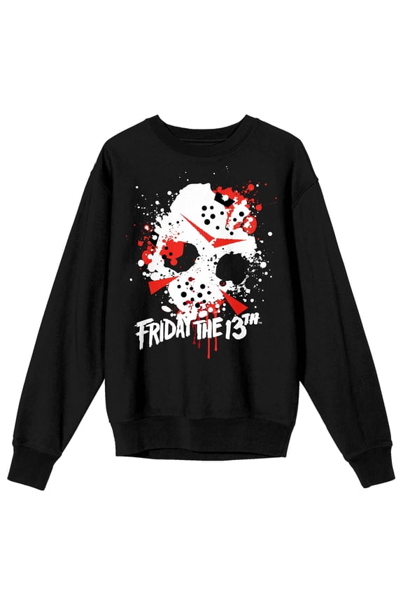 Friday the 13th Jason Mask Women's Black Long Sleeve Sweatshirt-Small