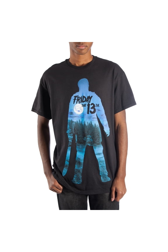 Friday the 13th Jason Silhouette Men's Black T-shirt-4XL