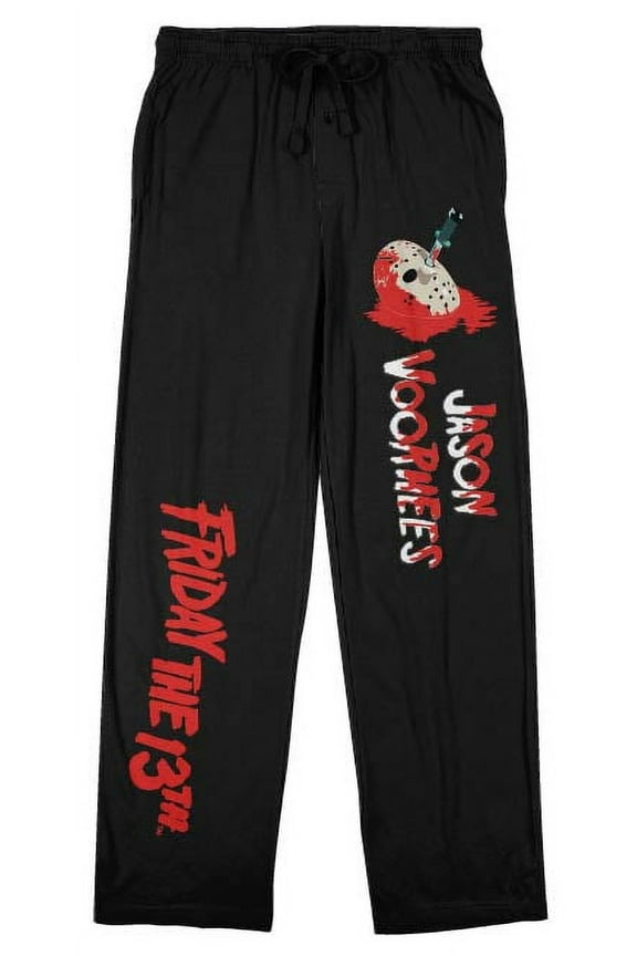 Friday the 13th Jason Voorhees Men's Black Drawstring Sleep Pants-Medium