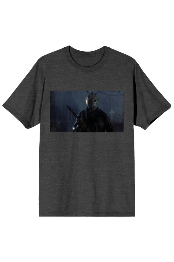 Friday the 13th Jason Voorhees Mens Charcoal Heather Graphic Tee - M