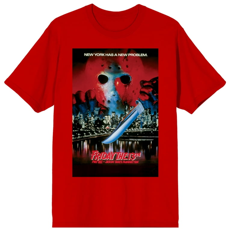 Friday the 13th Jason Voorhees New York City Men's Red Graphic Tee-L Friday the 13th Jason Voorhees New York City Men's Red Graphic Tee-L