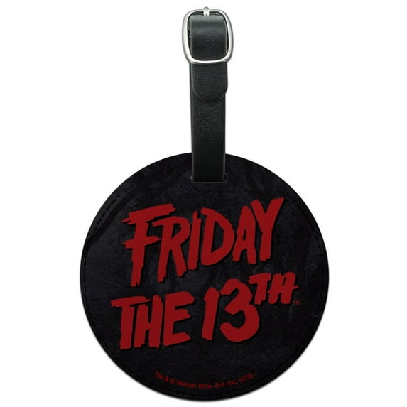 Friday the 13th Logo Round Leather Luggage Card Suitcase Carry-On ID Tag