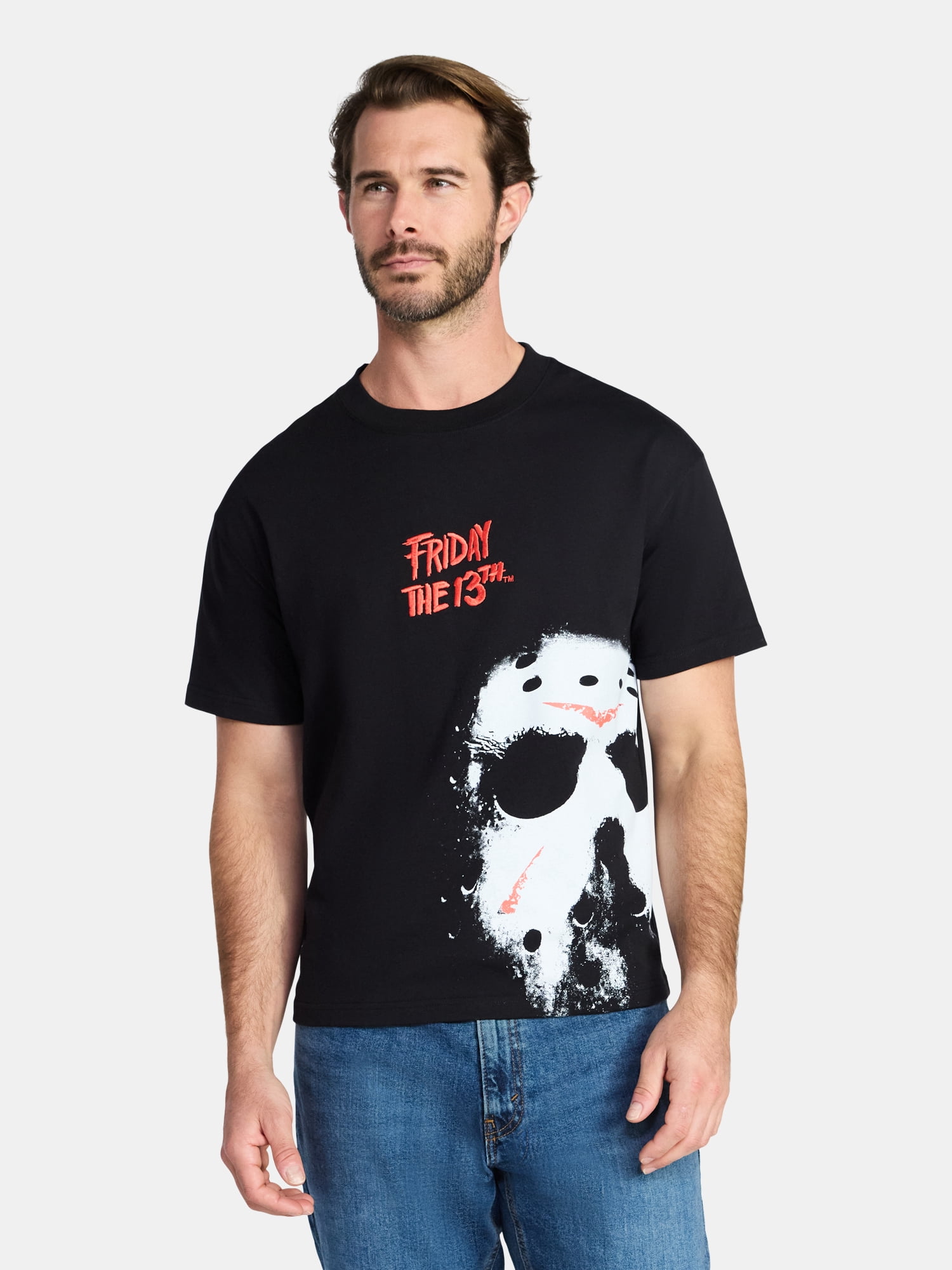 Friday the 13th Men's and Big Men's Cropped Graphic Tee, Sizes XS-3XL
