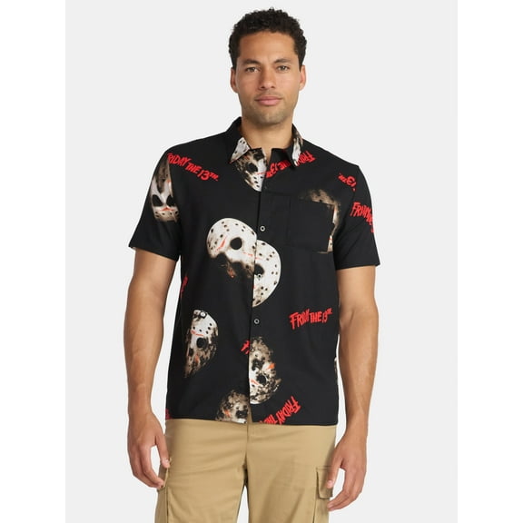 Friday the 13th Men's and Big Men's Graphic Print Shirt with Short Sleeves, Sizes XS-3XL